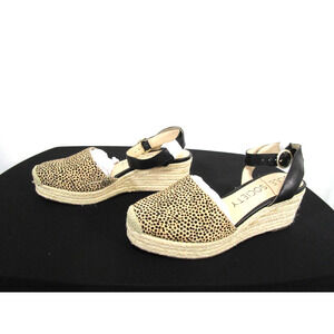 NWOB Sole Society Channing Animal Print Fur Espadrille Wedge Sandal Sz 7.5 M